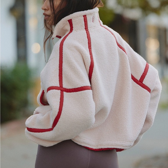 NWT Free People Mountain High Half Zip Fleece Pullover in Ballet Slipper Pink - Picture 2 of 10